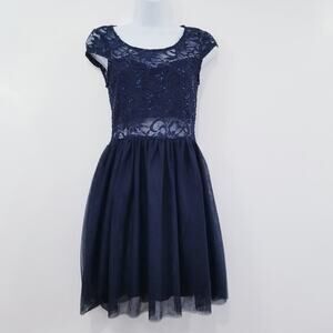 Bailey Blue Sheer Fit & Flare Cocktail Dress